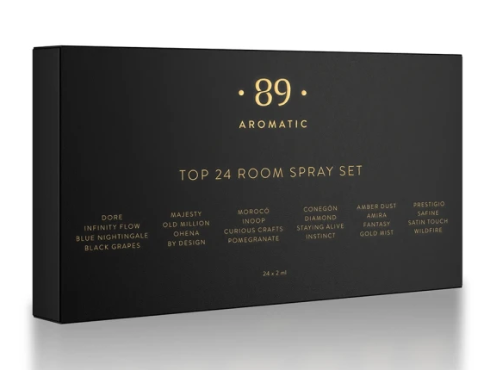 Coffret de 24 Testeurs Spray pour la Maison – Parfums les Plus Demandés AROMATIC•89•