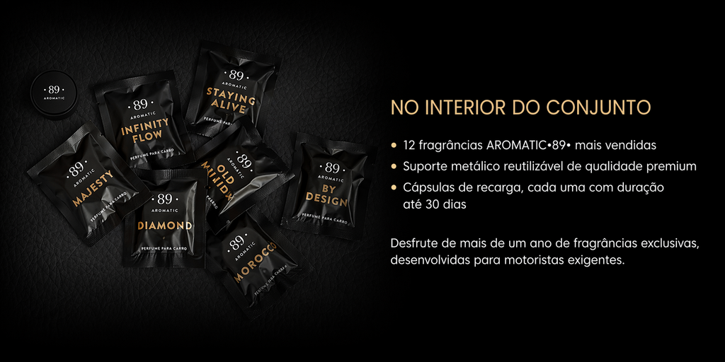 Juego de clip de coche AROMATIC•89• | 1 clip + 12 fragancias premium